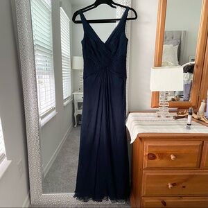 Tadashi Collection Navy Silk Chiffon Dress Size 4